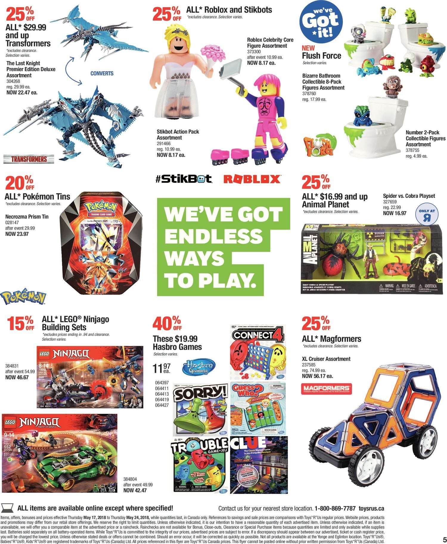 Toys R Us Weekly Flyer 8 Day Event This Adventure Cannot Wait May 17 24 Redflagdeals Com - roblox stikbots