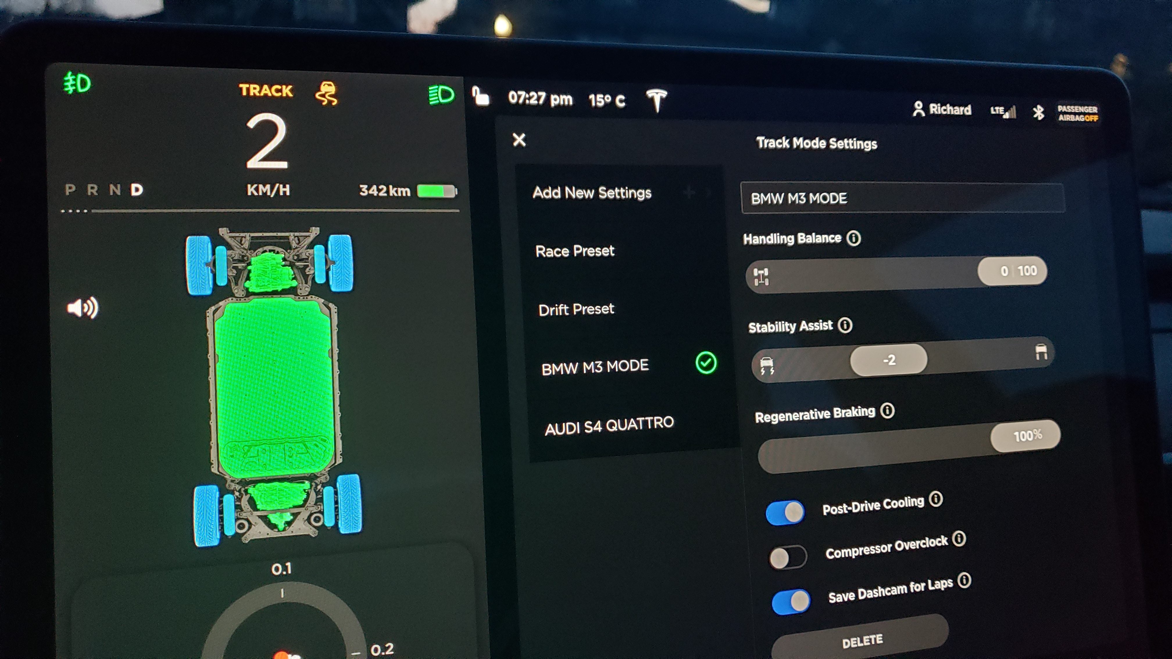 Tesla menu switch