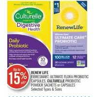 Renew Life Fibresmart, Ultimate Flora Probiotic Capsules, Culturelle Probiotic Powder Sachets Or Capsules