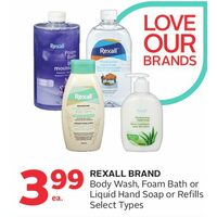 Rexall Brand Body Wash, Foam Bath Or Liquid Hand Soap Or Refills
