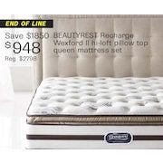 Beautyrest Recharge Wexford II Hi-loft Pillow Top Queen Mattress Set - $948.00 ($1850.00 off)