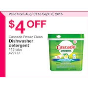 Cascade Power Clean Dishwasher Detergent - $4.00 Off