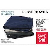 Denver Hayes Men's Khakis With 360 Degree Flextech Waist & Fabric - $49.99 ($10.00 off)