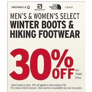 Men's & Women's Select Winter Boots & Hiking Fopotwear - 30% off