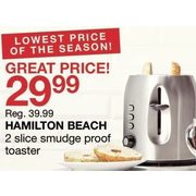 Hamilton Beach 2 Slice Smudge Proof Toaster - $29.99