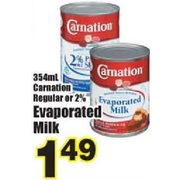 Carnation Regular Or 2% Evaporated Milk  - $1.49