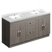 Grey-brown 61" Floor Vanity Set With Polymarble Double Sink Atlanta Collection - $539.95 ($358.05 Off)