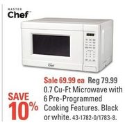 Master Chef 0.7 Cu-Ft Microwave With 6 Pre-Programmed Cooking Features - $69.99 (10% off)