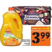 Irresistibles Orange Juice, Yogurt - $3.99
