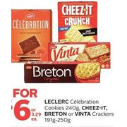 Leclerc Celebration Cookies, Cheez-It, Breton or Vinta Crackers  - 2/$6.00