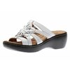 Delana Venna White Leather Slide Wedge Sandal By Clarks - $99.99 ($10.01 Off)