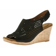 Briah Black Perforated Nubuck Leather Slingback Wedge Sandal By Rockport - $89.95 ($55.05 Off)