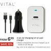 Vital 2.4A Car Charging Kit Or Wall Charger - From $6.99 (30% off)