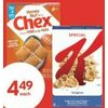 General Mills Chex, Kellogg's Special K or Vector Cereal - $4.49