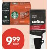 Starbucks, Lavazza Ground Coffee or Starbucks K-Cup Pods - $9.99